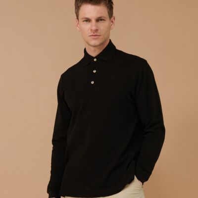 Henbury Long Sleeve Cotton Piqué Polo Shirt Thumbnail