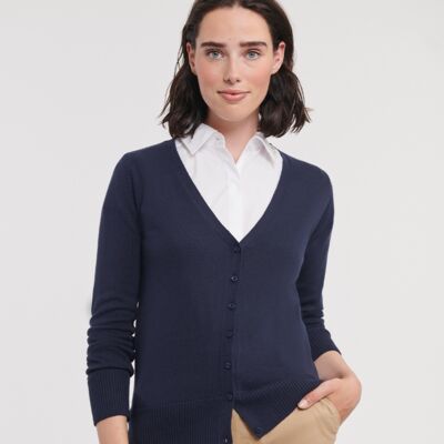 Russell Collection Ladies Cotton Acrylic V Neck Cardigan Thumbnail