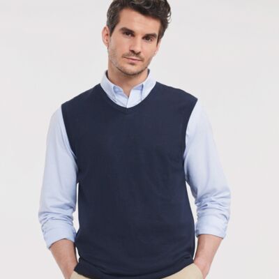 Russell Collection Sleeveless Cotton Acrylic V Neck Sweater Thumbnail