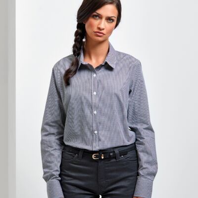 Premier Ladies Gingham Long Sleeve Shirt Thumbnail